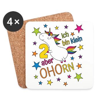 2 years girl unicorn I'm small but - Coasters (set of 4) - white - Front