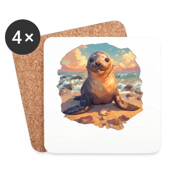 Sea Lions Sea Lion - Coasters (set of 4) - white - Front