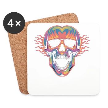 Farbiger Totenkopf Auffälliges Gothic & Art Motiv - Untersetzer (4er-Set) - Weiß - Vorne