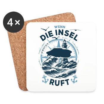 Baltrum | Wenn die Insel ruft - Wellen Nordsee - Untersetzer (4er-Set) - Weiß - Vorne