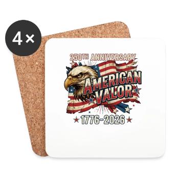 250 Jahre Amerika-Jubiläum Amerikanische Tapferkeit - Untersetzer (4er-Set) - Weiß - Vorne