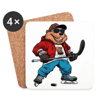 Hockey sur glace des Beavers - Dessous de verre (lot de 4) - blanc - Devant
