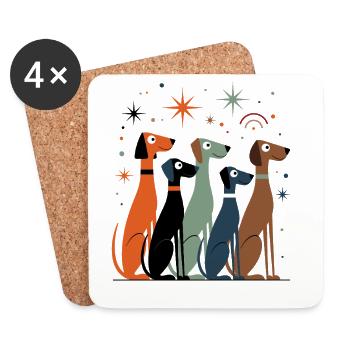 Atomic Age Retro Hunde 50er 60er Mid-Century - Untersetzer (4er-Set) - Weiß - Vorne