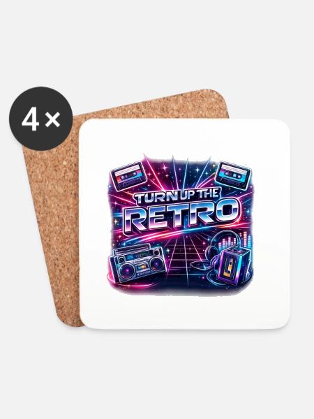 Turn Up the Retro Neon Nostalgia - Untersetzer (4er-Set) - Weiß
