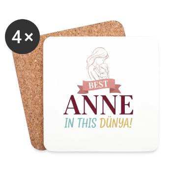 Best Anne in this Dünya - Mother & Child Design - Coasters (set of 4) - white - Front
