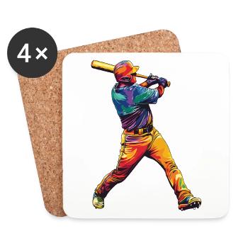 Baseballschlag - Untersetzer (4er-Set) - Weiß - Vorne