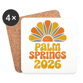 Palm Springs 2026 Retro Sunburst - Untersetzer (4er-Set) - Weiß - Vorne