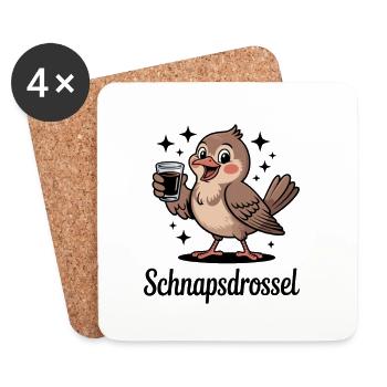 Lustige Schnapsdrossel Trinkvogel Party - Untersetzer (4er-Set) - Weiß - Vorne
