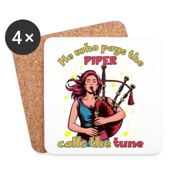 Celui qui paie le joueur de flûte annonce la mélodie - Dessous de verre (lot de 4) - blanc - Devant