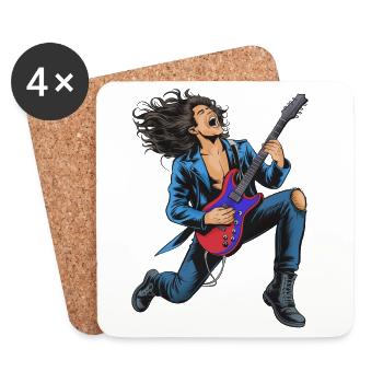 High-energy rock guitar performance - Coasters (set of 4) - white - Front