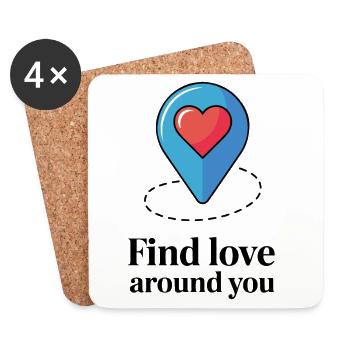 Épingle Cœur Trouve l’Amour à proximité - Dessous de verre (lot de 4) - blanc - Devant