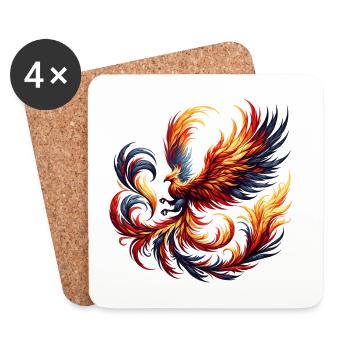 Fire Phoenix in the Flame Vortex - Coasters (set of 4) - white - Front
