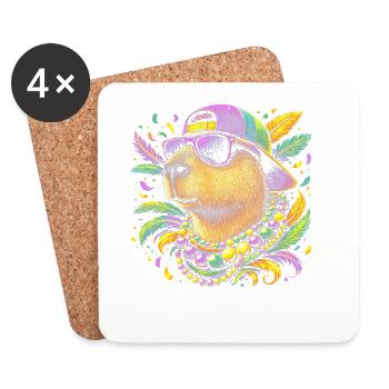 Beaver in party style blaze of color - Coasters (set of 4) - white - Front