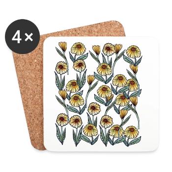 Sunlit Daisy Floral Pattern - Coasters (set of 4) - white - Front
