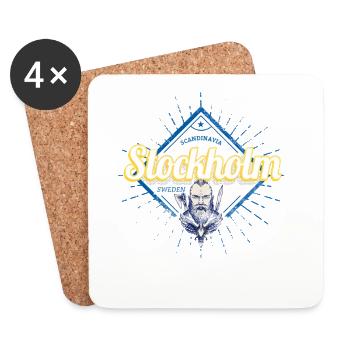 Capitale de Stockholm, Suède, souvenir viking - Dessous de verre (lot de 4) - blanc - Devant