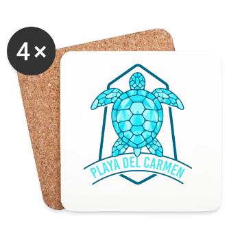 Playa Del Carmen Retro Spring Break Cruise Vibes - Coasters (set of 4) - white - Front