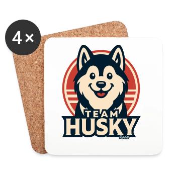 Team Husky Logo Retro Druck - Untersetzer (4er-Set) - Weiß - Vorne