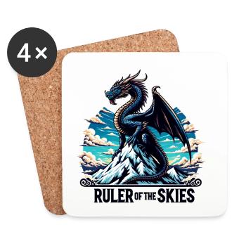 Dragon sky over mountain range - Coasters (set of 4) - white - Front
