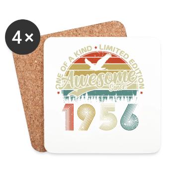 1956 Vintage Jahrgang Retro Geburtstag Geschenk - Untersetzer (4er-Set) - Weiß - Vorne
