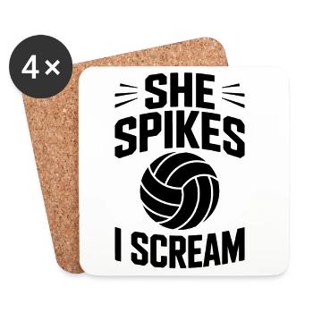Drôle de cadeau de volley-ball en prononçant le volley-ball - Dessous de verre (lot de 4) - blanc - Devant