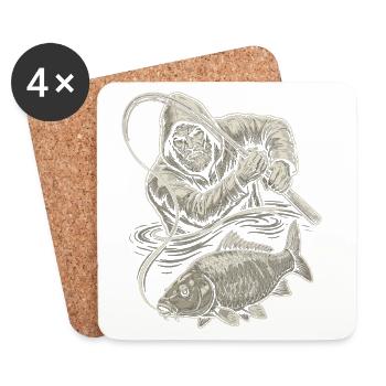 Alter Fischer Karpfen Illustration - Untersetzer (4er-Set) - Weiß - Vorne