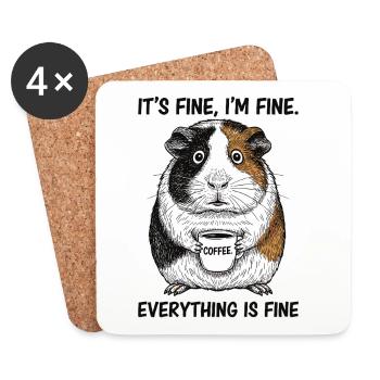 Its Fine Im Fine Kaffee Meerschweinchen - Untersetzer (4er-Set) - Weiß - Vorne