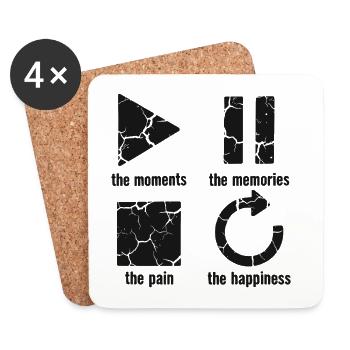 Mindfulness, Moments, Memories, Happiness - Coasters (set of 4) - white - Front