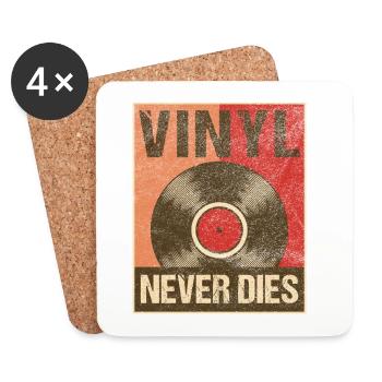 Graphique rétro de l’affiche Vinyl Never Dies - Dessous de verre (lot de 4) - blanc - Devant
