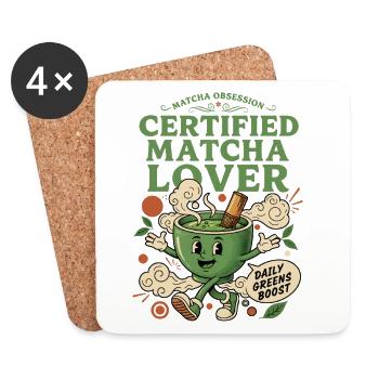 Matcha Obsession Certified Matcha Lover Daily - Coasters (set of 4) - white - Front