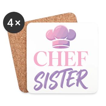 Design des chapeaux de chef sœur chef - Dessous de verre (lot de 4) - blanc - Devant