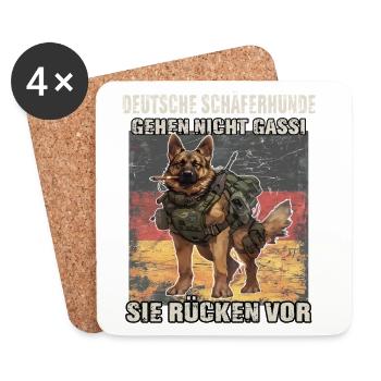 Hunde Sprüche Hundebesitzer Geschenk Schäferhund - Untersetzer (4er-Set) - Weiß - Vorne