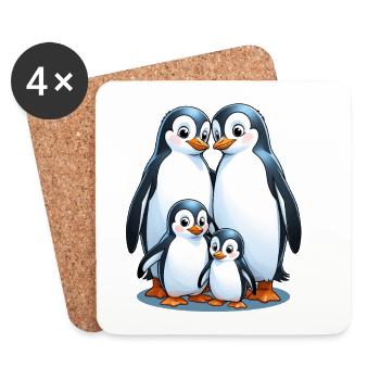 Famille de manchots dans la glace - Dessous de verre (lot de 4) - blanc - Devant