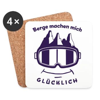 Berge machen mich glücklich - Ski Snowboard - Untersetzer (4er-Set) - Weiß - Vorne