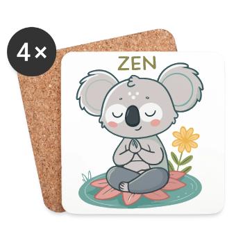 Koala Zen sur Lotus - Dessous de verre (lot de 4) - blanc - Devant