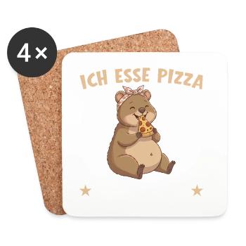 Schwangerschaft Verkünden Pizza Quokka Mama - Untersetzer (4er-Set) - Weiß - Vorne