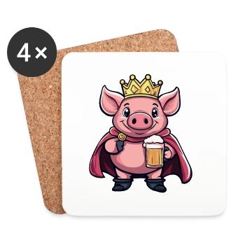 Pork Beer King - Coasters (set of 4) - white - Front