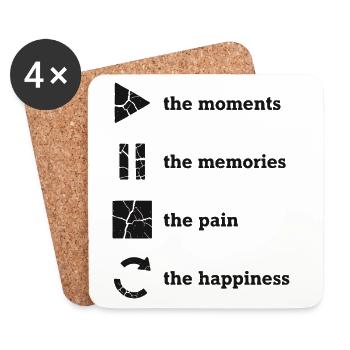 Pleine conscience, moments, souvenirs, bonheur - Dessous de verre (lot de 4) - blanc - Devant