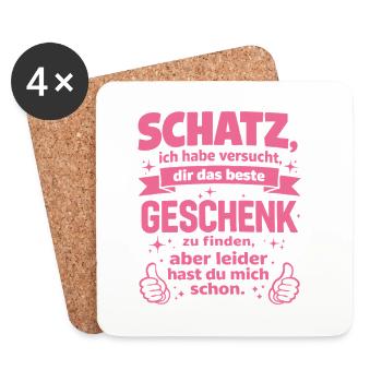 Sweetheart, The Best Gift Saying Pink - Coasters (set of 4) - white - Front