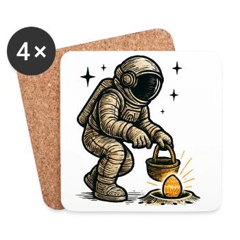 Astronaut collects easter egg - Coasters (set of 4) - white - Front