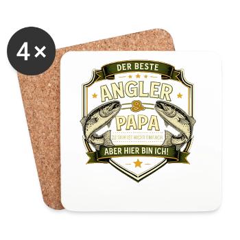 Angler und Papa: Nicht einfach. Aber Hier Bin ich! - Untersetzer (4er-Set) - Weiß - Vorne