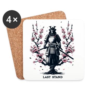 Samurai im Kirschblütenzauber - Untersetzer (4er-Set) - Weiß - Vorne