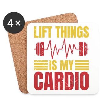 Motivation fitness Le bodybuilder Lift est mon cardio - Dessous de verre (lot de 4) - blanc - Devant