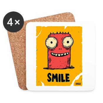 Funny Monster with Smile - Coasters (set of 4) - white - Front