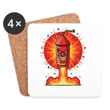 Fusée riante dans le feu - Dessous de verre (lot de 4) - blanc - Devant
