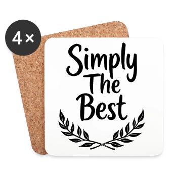 Simply The Best Laurel Wreath Statement - Coasters (set of 4) - white - Front