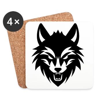 Loup - Dessous de verre (lot de 4) - blanc - Devant