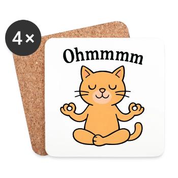 Ohmmmm Yoga Chat Détendu Méditation Design - Dessous de verre (lot de 4) - blanc - Devant