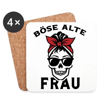 Böse Alte Frau mit Sonnenbrille Skull mit Kopftuch - Untersetzer (4er-Set) - Weiß - Vorne