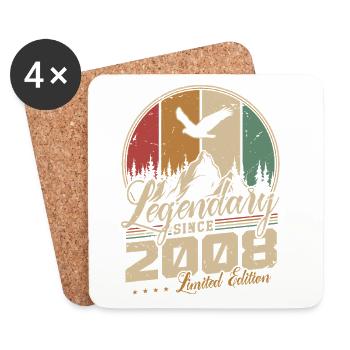 2008 Vintage Vintage Retro Birthday Gift - Coasters (set of 4) - white - Front