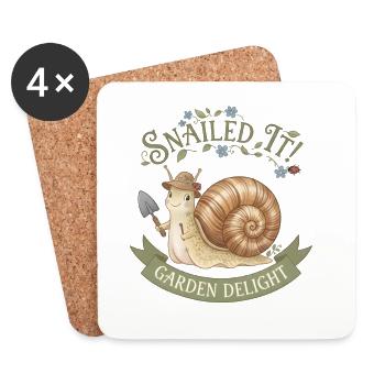 Escargot ! – Escargot mignon dans le design de jardin - Dessous de verre (lot de 4) - blanc - Devant